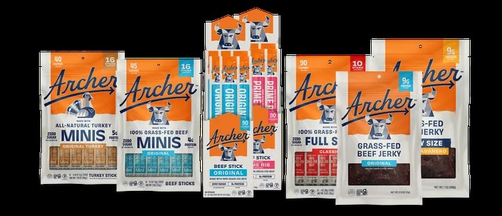 Archer 的肉類零食色彩鮮艷，十分搶眼。（Beachwood Creative）
